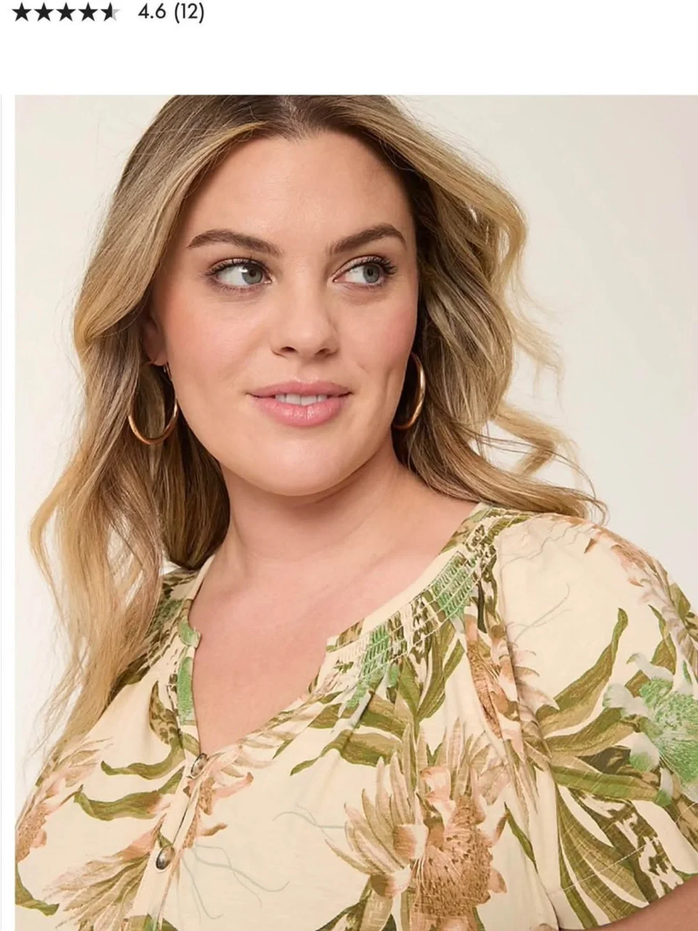 Lane Bryant NWT 14/16 Cream Floral Wide-Leg Jumpsuit with Green Print
